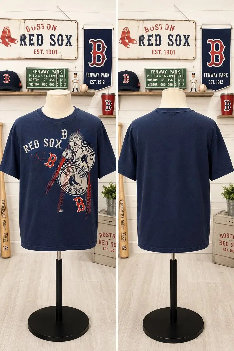 Vintage Boston Red Sox Majestic Graphic T-Shirt Navy MLB Baseball Large
